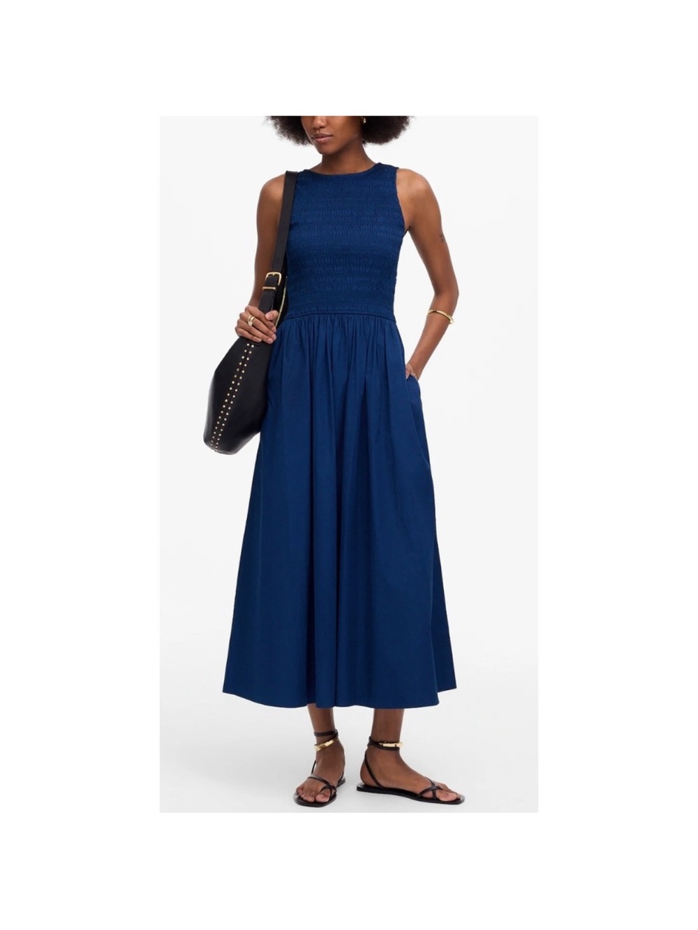 NWOT Madewell The Melody Scoopback Smocked‎ Midi Dress Size S